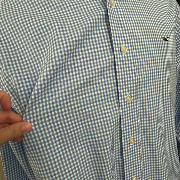 Vineyard Vines Classic Fit Whale Shirt Men's SIZE M Blue Gingham Preppy Classic - Picture 7 of 11